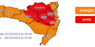 Defesa Civil informa chuva volumosa e temporais entre hoje e amanhã em SC