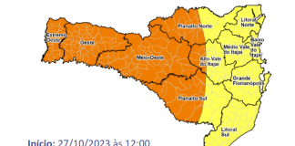 Previsão do tempo aponta chuva volumosa para SC no último final de semana de outubro