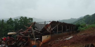 Vento causa danos em estrutura de propriedade rural em Arvoredo