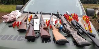 Armas, munições e carne de caça são encontradas em Jaborá