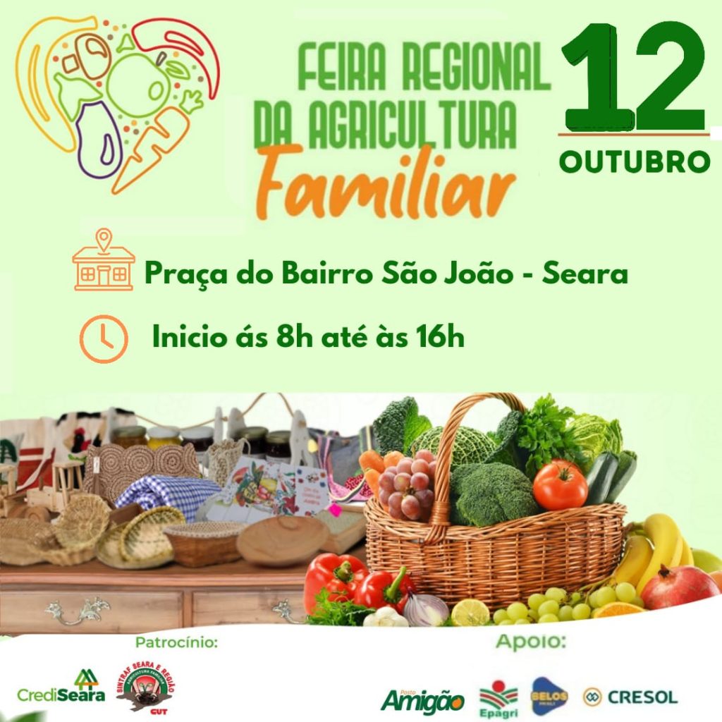 Feira Regional da Agricultura Familiar será no sábado, dia 12