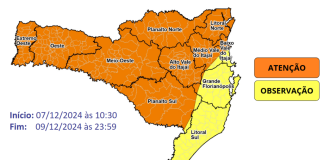 Defesa Civil alerta para chuva volumosa entre hoje e segunda-feira, 09