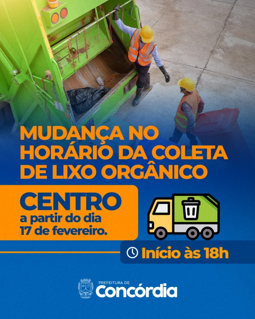 Mudança no horário da coleta do lixo orgânico no Centro de Concórdia