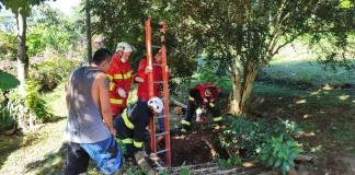 Homem cai em poço de nove metros e é resgatado em Concórdia