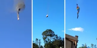 Balão pega fogo durante passeio em SC, cai e bombeiros confirmam mortos e feridos