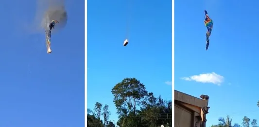 Balão pega fogo durante passeio em SC, cai e bombeiros confirmam mortos e feridos