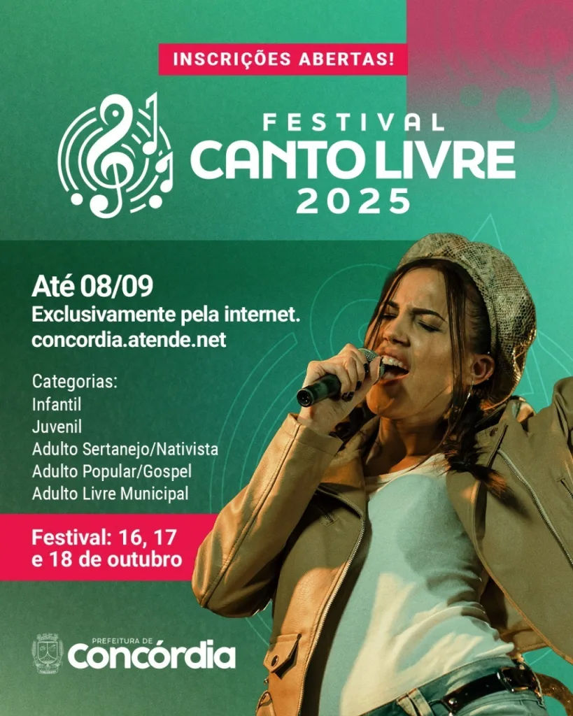 Inscrições para o Festival Canto Livre encerram hoje