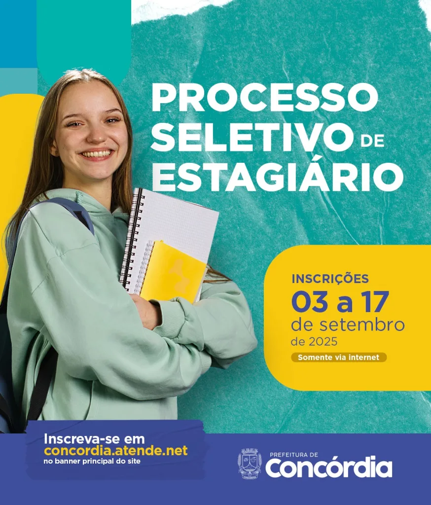 Últimos dias para se inscrever no Processo Seletivo para contratação de Estagiários em Concórdia