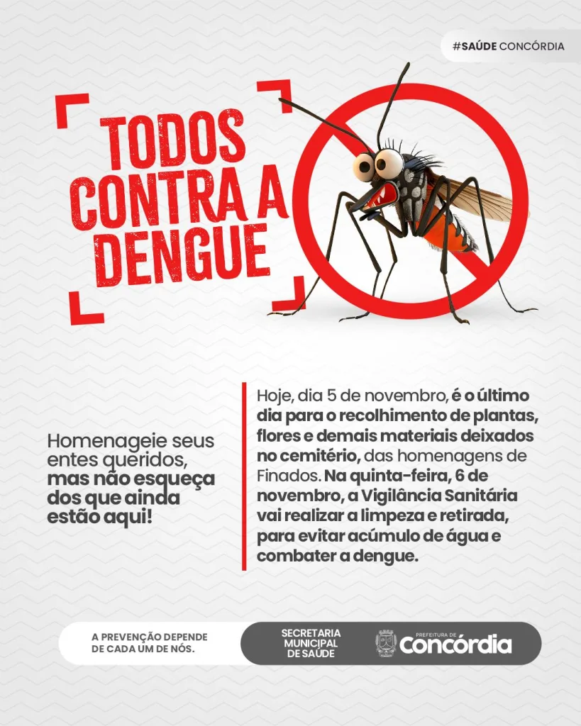 Mutirão de limpeza no cemitério contra a dengue em Concórdia