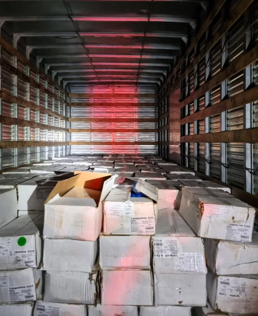 PRF apreende cinco toneladas de camarão contrabandeado e prende três pessoas na BR-282