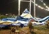 Ventos provocam destelhamentos e derrubam estrutura de circo em Chapecó