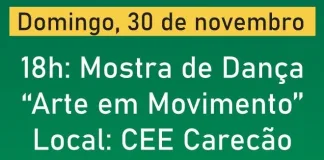 Mostra de Dança Arte em Movimento será neste domingo, 30