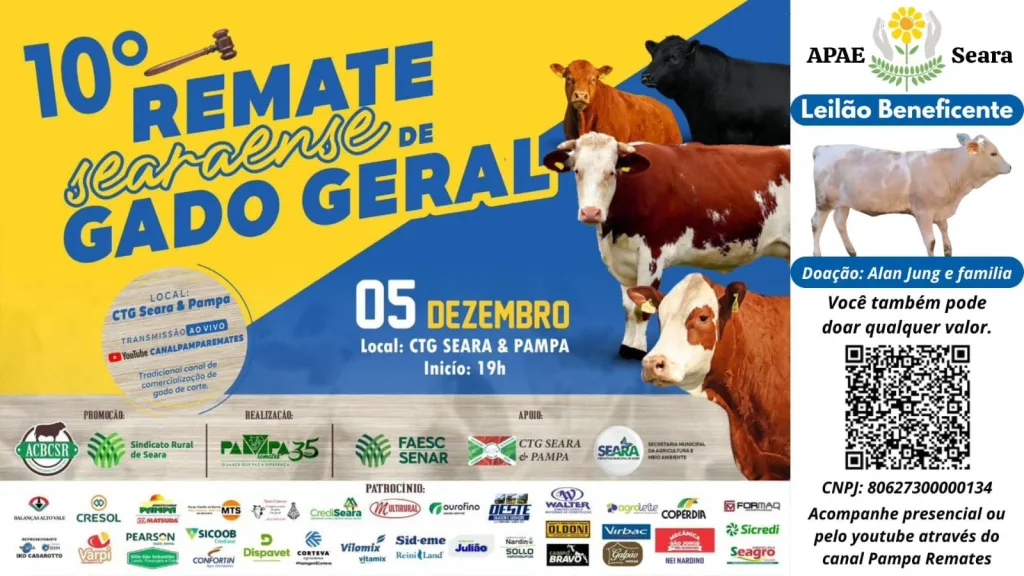 Remate de Gado Geral será hoje em Seara