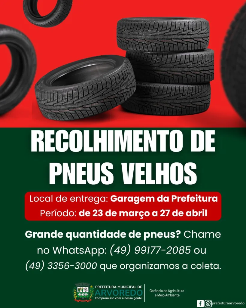 Arvoredo realiza campanha de recolhimento de pneus inservíveis