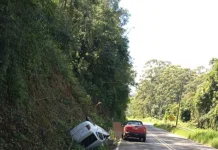 Motorista gravemente ferido em capotamento e arma é encontrada dentro do carro