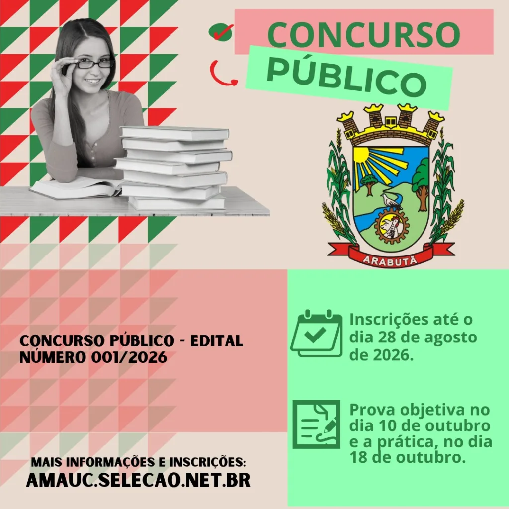 AMAUC abre inscrições para Concurso Público da Prefeitura de Arabutã
