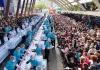 Bolo e mortadela de 92 metros para celebrar o aniversário de Concórdia