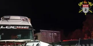 Caminhão de transportadora de Seara se envolve em acidente na BR-470