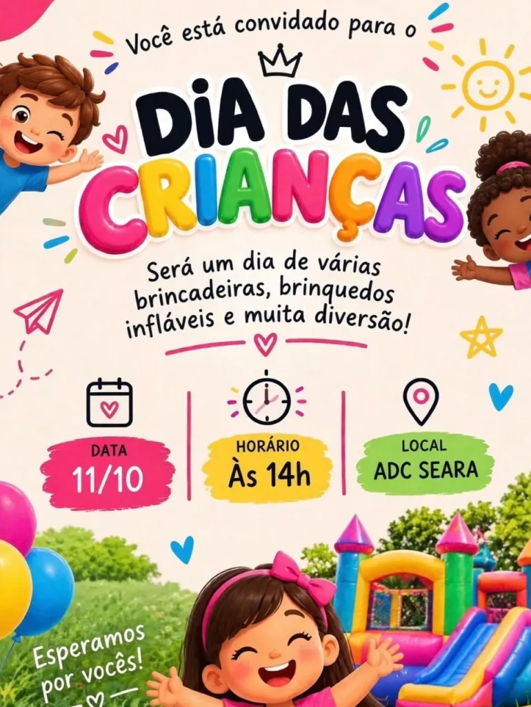 Evento em comemoração do Dia da Criança será no dia 11 na ADC Seara